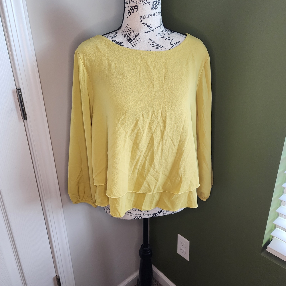 Posh Yellow Boxy 3/4 Sleeve Blouse